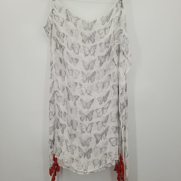 Butterfly Scarf/Wrap with Orange Tassels - Picture 9 of 9